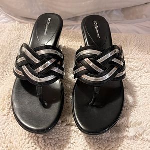 Black and silver platform sandal